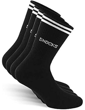 SNOCKS Retro Socken – 4x hohe Sportsocken mit Streifen in Schwarz, Weiß & Grau aus Baumwolle