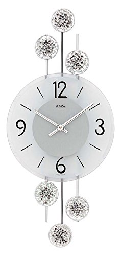 AMS W9440 Quarz-Wanduhr, Metall, mehrfarbig, 64 x 32 x 13 cm