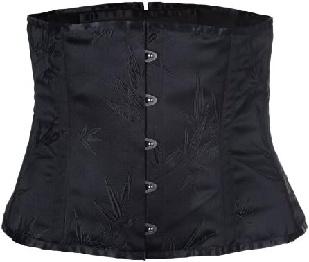 Zoelibat Baroque Gothic Burlesque Corset with Floral Pattern - Lace up Back - Black