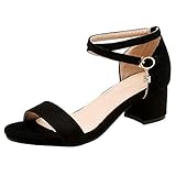  Artfaerie Glitzer Kreuzgurt Chunky Heels Sandalen mit Blockabsatz Riemchen Damen Sandaletten mit 5cm Absatz