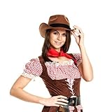 Kostümplanet® Cowgirl Kostüm + extra Halstuch Cowgirlkostüm Damen Cowboy Kostüm Größe 48/50 - 