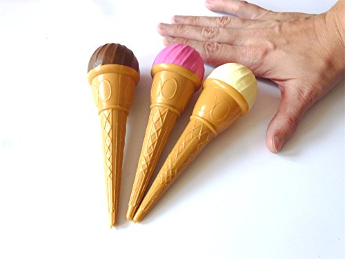 3er Set Eistüten Lebensmittelattrappen – Sehr leichte Hohlattrappe aus Plastik, Fake Food, Deko, Lebensmittelattrappe, süßes Geschenk - 2