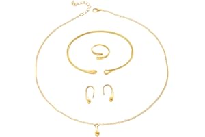 TTPSRY Joyas para Muje Juego de Joyería Lágrima con Líneas Superfinas Collar Pulsera Anillo Pendientes Colgantes Graduación Accesorios de Joyería