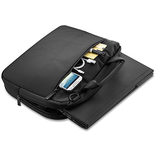 deleyCON Notebooktasche für Notebook / Laptop bis 13,3″ (33,7cm) – Tasche/Hülle aus robustem Polyester mit Zubehörfächern und verstärkten Polsterwänden – schwarz - 2