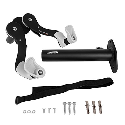 Ibera Fahrrad-Wandhalter, Fahrradaufbewahrung, Horizontal Wall 45 ° Winkel einstellbar, Single Aufbewahrung, schwarz - 5