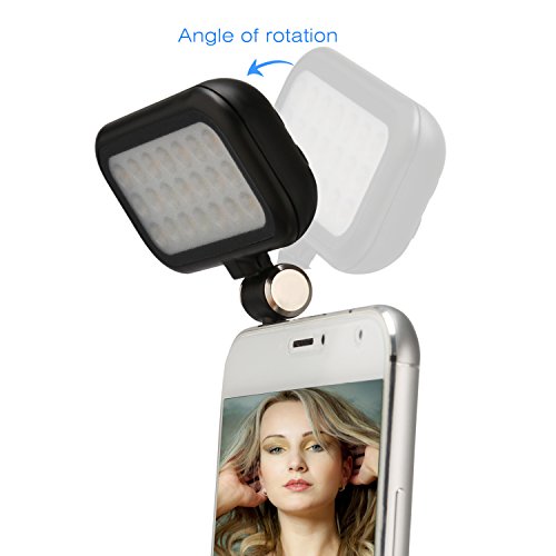 BlueBeachÂ® Mini LED Strahler Flash Selfie Fotolicht Kamera Foto Video Licht Lampe fÃ¼r Smartphoness (Schwarz)