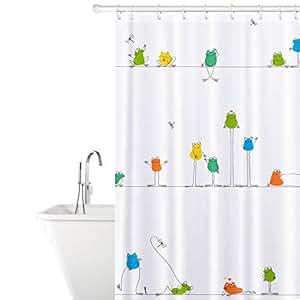 Tatkraft Funny Frogs Fabric Shower Curtain 180x180cm Waterproof