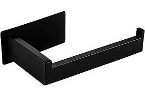 YUET Uchwyt na papier toaletowy, samoprzylepne uchwyty do przechowywania, wieszak na chusteczki ze stali nierdzewnej, bez wiercenia, do łazienki i kuchni, kwadratowe, 304 (matowy czarny)