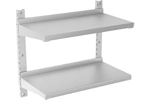 TAIMIKO Mensola da parete portaoggetti cucina 2 vassoi, elementi per montaggio a parete, design moderno, acciaio inox, (ristorante, bar, casa, cucina, lavanderia, garage e lavanderia) (60 x 30 cm)