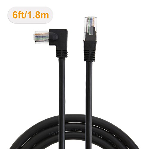 CableCreation Winkel CAT6 Ethernet-Patch-Kabel (6 Fuß), links abgewinkelt Lan-Kabel mit 50U „Gold überzogenes Kontakt, schwarze Farbe - 2