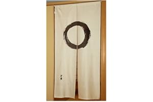 NARUMI 鸣海 Fukui Textile Factory Noren Rideau Tapisserie Enso Circle Beige Long Type