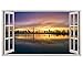 Produktbild tekkdesigns H520 City Skyline River Dubai Fenster Wand Aufkleber 3D Kunst Aufkleber Vinyl Zimmer (Medium (52 x 30 cm))