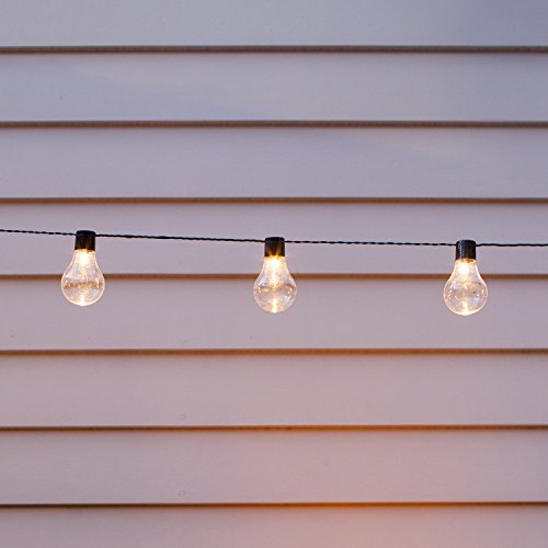 Cadena Solar de 10 Bombillas con LED Blanco Cálido para Exteriores de