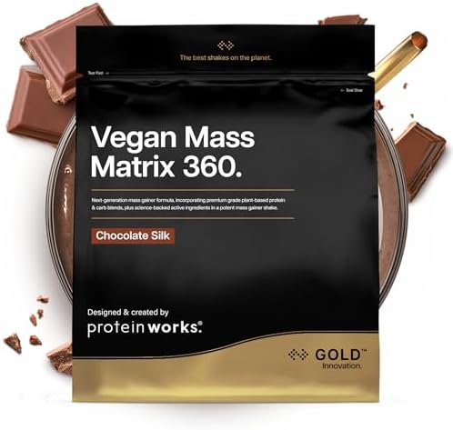 Protein Works | Vegan Mass Matrix 360 – GOLD Innovation, Mass Gainer Vegan, Integratore Aumento Peso, Tri-Protein, Aminoacidi, Shake Post-Workout, Cioccolato Morbido, 5 Porzioni, 1kg