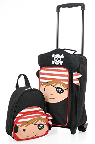 Preisvergleich Produktbild Aerolite Kindergepäck Kinderkoffer Reisekoffer Handgepäck und Rucksack Kofferset (Pirat Trolley / Rucksack)