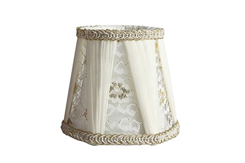 Splink 2 Pcs Lampenschirm E14 Stehlampe Tischlampenschirm aus Lace Stoff mit Blume Dekor Vintage Barockstil - 2