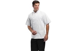WHITES CHEFS CLOTHING Whites Chefs Apparel B250-XS Boston Vesteà manches courtes Blanc Taille XS