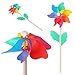 Produktbild ECMQS Kinder windmühle spielt mit hölzernem stock, Garten Dekorations Verzierungs buntes im Freien Spinner