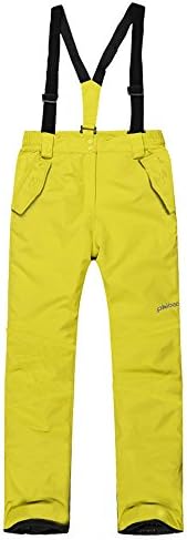 emansmoer Children's Windproof Cotton Padded Salopettes Trousers Kids Waterproof Outdoor Winter Sport Skiing Snow Pants (146/152, Yellow)