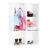 LANGRIA Kleiderschrank 6-Kubus DIY Modular Regalsystem Schuhschrank mit Aufkleber mit verschiedenen Kategorie-Icons Milchig Weiß - 6