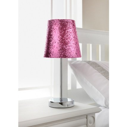 Girls Room Glitter Table Lamp Hot Pink
