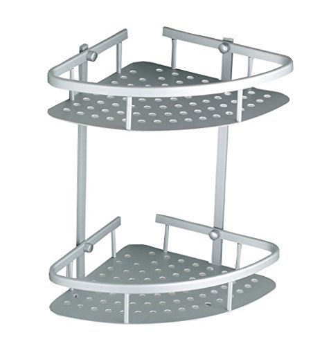 Restbuy Eckregal Bad Duschregal mit 2 Böden aus Aluminium 29 x 22 x 31cm