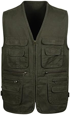 KUWOMINI Outdoor Leisure Multi-pocket Large Size Fishing Photography Vest Male,Black-XL