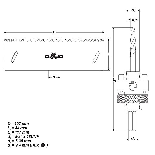 Ø 152 mm HSS BiM Lochsäge Bohrkrone mit Zentrierbohrer für Metall Holz Inox - 4