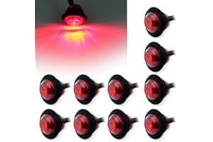 Ricoy 3/4" Round Red LED Front Rear Side Marker Indicators Light Waterproof Bullet Clearance Marker Light 12V for Car Truck (Pakc of 10)