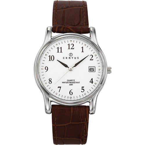 Certus 610592 Analoge Herren-Armbanduhr, Quarz, schwarzes Zifferblatt, braunes Lederarmband Certus 610592 Analoge Herren-Armbanduhr, Quarz, schwarzes Zifferblatt, braunes Lederarmband