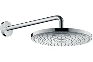 hansgrohe Raindance Select S - deszczownica prysznicowa z ramieniem prysznicowym, głowica prysznicowa okrągła (⌀ 300 mm) z 2-strumieniowa dla montażu ściennego, chrom, 27378000
