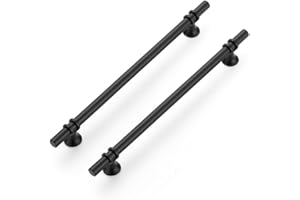 Ravinte 5 Stück Möbelgriffe Schwarz Schrankgriffe 256mm Griffe für Küchenschränke Türgriffe für Küchenschränke Griffe Möbel Mit Rundem Sockel Schubladengriffe