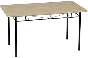 LafeuR Esstisch mit Metallbeinen, Küchentisch, Wohnzimmertisch für 4 Personen, 137 x 77 x 75 cm, Buchenholz