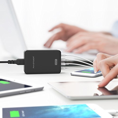 RAVPower 4-Port USB Ladegerät 40W 5V /8A Ladeadapter Charger für iPhone 6S / 6S Plus / 6 /6 plus/ iPad Pro / Air / Mini / Samsung Galaxy S7/ S7 Edge / S6 / S6 Edge /Note 3 2 und Android Geräte (Smartphone, Tablet) schwarz - 6