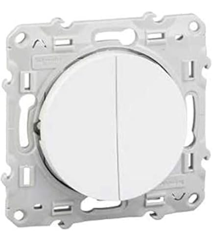 Odace Schneider Electric - 2 Demi-Enjoliveurs Blanc Avec LED Bleu - Pour Installation Domotique Ou Industrielle