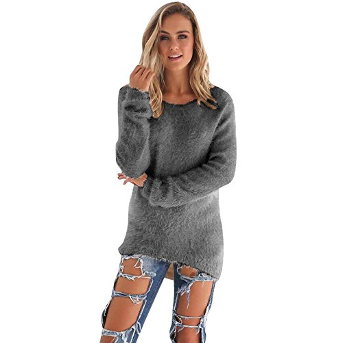 Feitong Mujer Batwing Manga Suelto Suéter Pull-Over Casual Parte Superior Blusa (M, Gris)