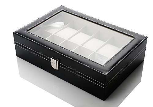 Uten Uhrenkoffer Uhrenbox Schaukasten Uhrenkasten Uhrenvitrine für 12 Uhren aus kunstleather - 4