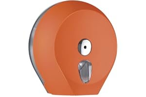 DRYFLOW Mini Jumbo Toilet Roll Dispenser, Commercial Wall Mounted Toilet Paper Holder, Available In 5 Colours (White, Black, Blue, Green, Orange) Soft Touch Finish, Certified Italian Quality