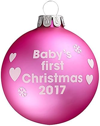 Baby's Girl First Christmas 2017 - Pink Christmas Tree Bauble