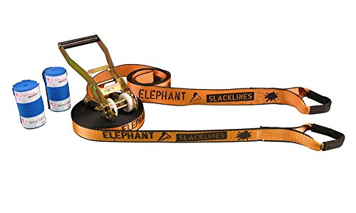 Preisvergleich Produktbild Elephant Slacklines Wing 3.5 Slackline inkl. Baumschutz, Orange, 15m, 12,5m Slacklineband + 2,5m Ratschenband, *Made in Germany*, Breite 35mm, 50 mm Standardratsche mit gestuften Spacern, für Einsteiger, Anfänger, Fortgeschrittene und Profis, perfekter Freizeitsport