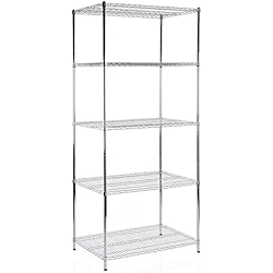 casa pura Étagère de Rangement en métal Everest | Tailles au Choix - étagère pour Salle de Bain, Bureau, Garage, Cuisine | Montage Facile (5 tablettes - 90(L) x60(P) x200(H) cm)