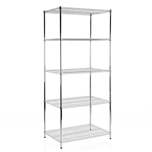 casa pura Étagère de Rangement en métal Everest | Tailles au Choix - étagère pour Salle de Bain, Bureau, Garage, Cuisine | Montage Facile (5 tablettes - 90(L) x60(P) x200(H) cm)
