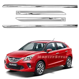 ModifyStyle Side Beading/Side Cladding/Door Garnish/Door Protector Chrome Suitable for Toyota Glanza (2019 to Present) (Set of 4pcs)