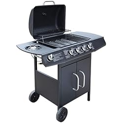 vidaXL Barbecue à Gaz 4+1 Zone de Cuisson Noir Barbecue de Jardin Terrasse