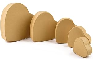 ewtshop® Scatole di carta kraft a forma di cuore, 5 pezzi, marrone, 5 diverse misure, set di cofanetti di carta kraft, scatola più grande 16,3 x 15 x 4,95 cm