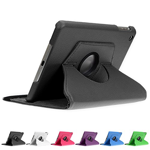 doupi 360° Deluxe Schutzhülle für iPad mini 1 2 3 Smart Case Sleep / Wake Funktion 360 Grad drehbar Etui Kunstleder Schutz Hülle Ständer Displayschutz Cover Tasche, schwarz