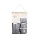 Inwagui Tasche Wand hängenden Beutel 4 Tasche Tür zurück Aufbewahrungstasche Hängende Rückwand hing Türtasche Utensilo 58*35cm Hängeorganizer-Grey