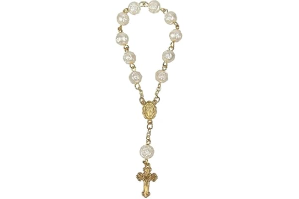 KieTeiiK Chapelets À Doigts en Acrylique Chapelet Baptême Petit Chapelet avec Croix Faveur Fête pour Communion Baptême Fête Mariage Chapelets À Doigts Fausses Perles Catholiques Baptême Fête