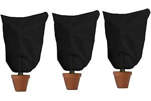 HERILIOS Winterschutz für Pflanzen, Frostschutz Pflanzenabdeckungen als Winterschutz für Baum Palmen Balkonpflanzen haube Zelt Atmungsaktiv - Reißfest，80 x 100cm Schwarz 3 Stücke