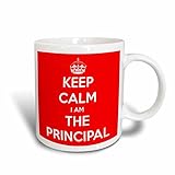 3dRose mug_216310_2 Keep Calm I Am The Principal Red Ceramic Mug, 15 oz, White